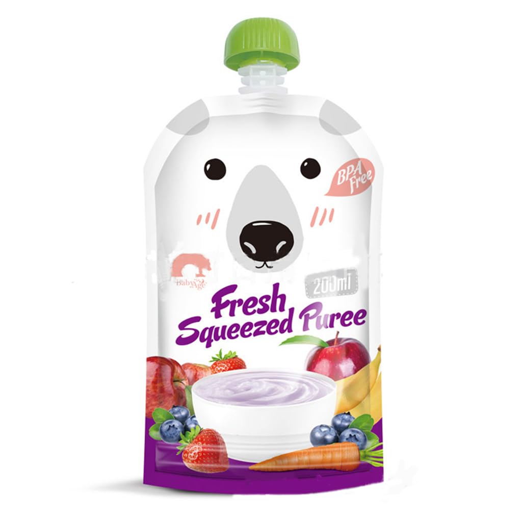 SNOWIE SOFT 10 Pcs Reusable Baby Food Pouch Squeezable Pouch for Milk Juices, Portable Bottom Double Sealing Strip Design, Leak Proof Food-Grade Baby Food Storage Easy to Refill and Clean (200ML) SNOWIE SOFT 10 Pcs Reusable Baby Food Pouch Squeezable Pouch for Milk Juices, Portable Bottom Double Sealing Strip Design, Leak Proof Food-Grade Baby Food Storage Easy to Refill and Clean (200ML)